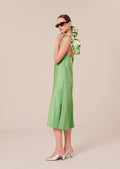 Reane green flowing satin dress Tara Jarmon