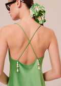 Reane green flowing satin dress Tara Jarmon
