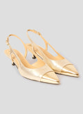Tara Jarmon pointed toe heel, with an adjustable strap.