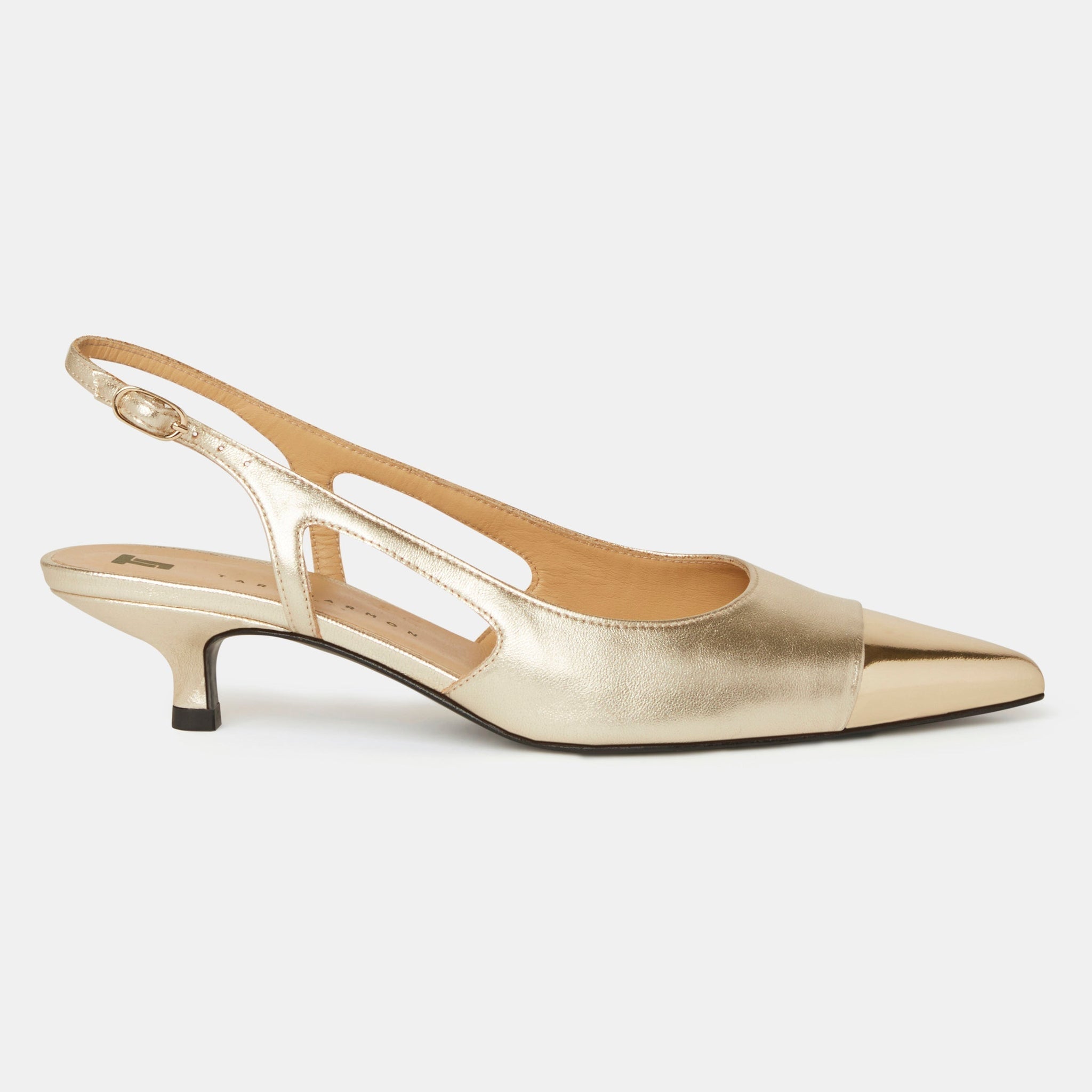 Tara Jarmon gold metallic leather pumps