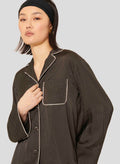 Tara Jarmon black polka dot shirt pajama style.