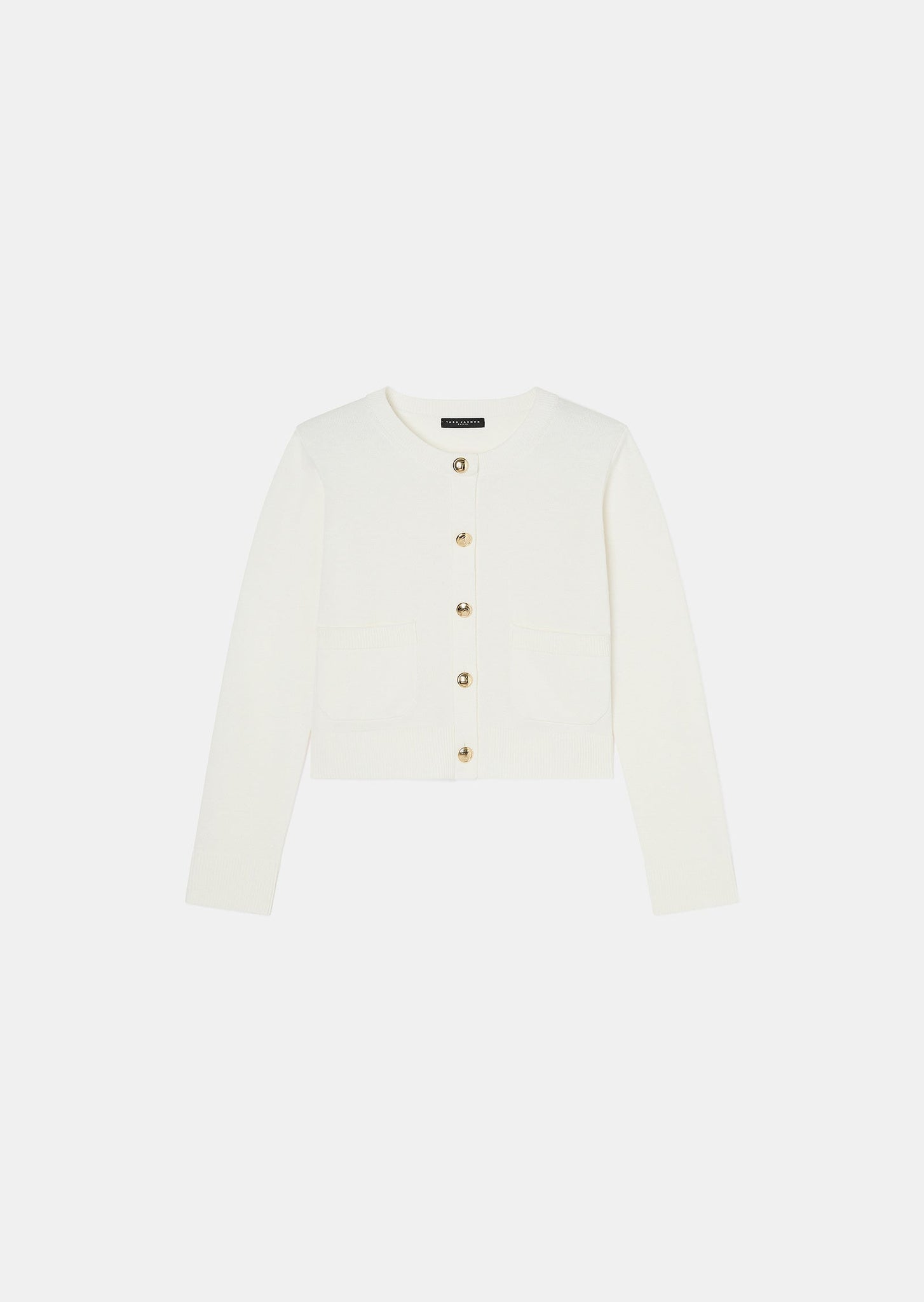Tara Jarmon ecru wool cardigan with gold buttons