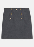 Tara Jarmon grey skirt with black and gold buttons at the front