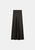 Tara Jarmon black long satin skirt with invisible side zip.