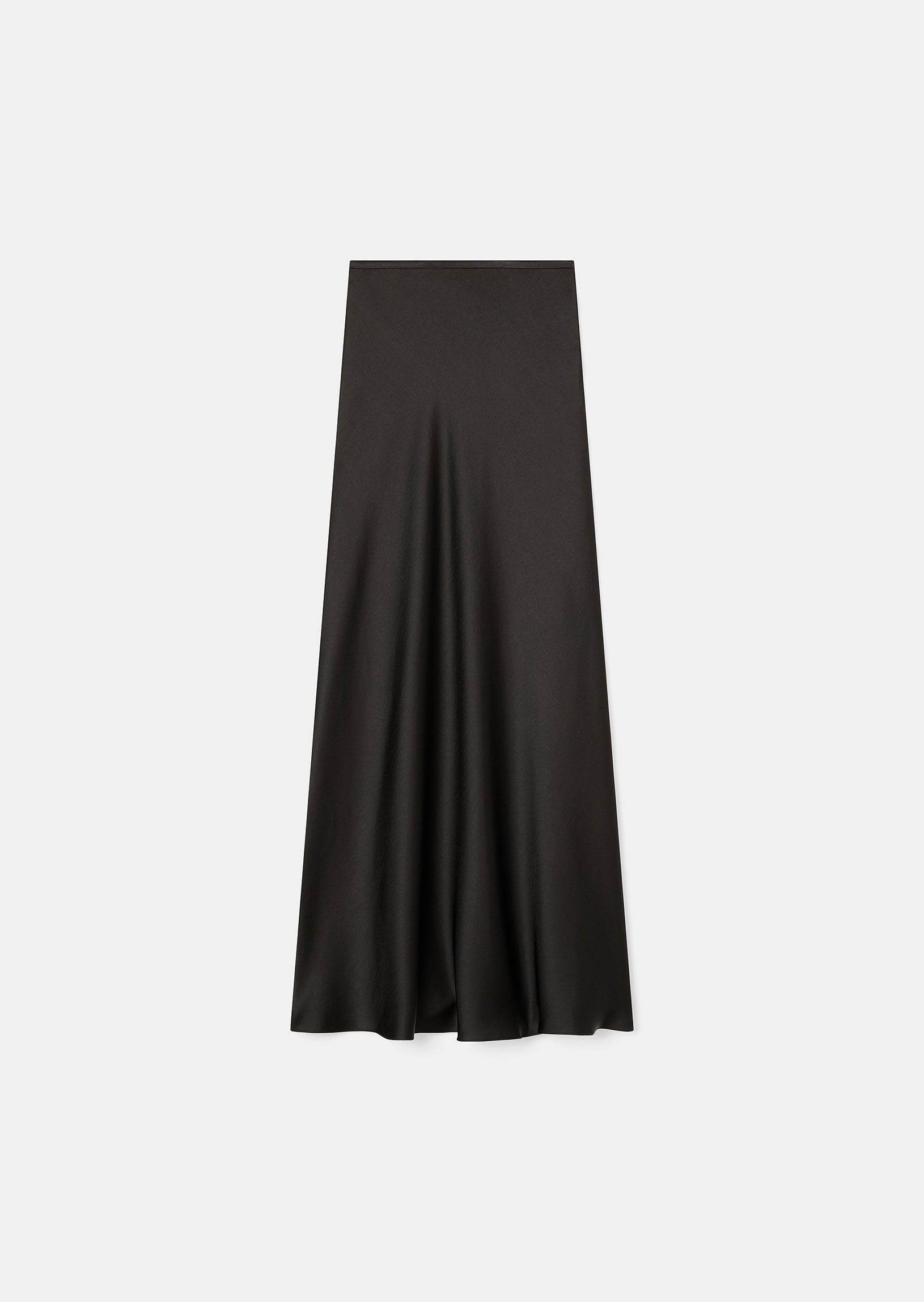 Tara Jarmon black long satin skirt with invisible side zip.