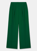 Long cactus green crepe pants with invisible zip. 