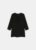 Black Dress with Bow Detail and Cuffed Sleeves.