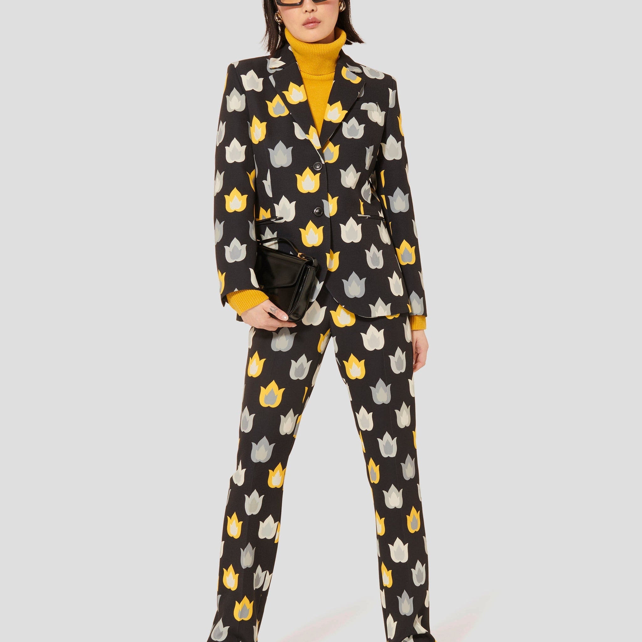 Women's Tailored Blazer with a Bold Flame Pattern.