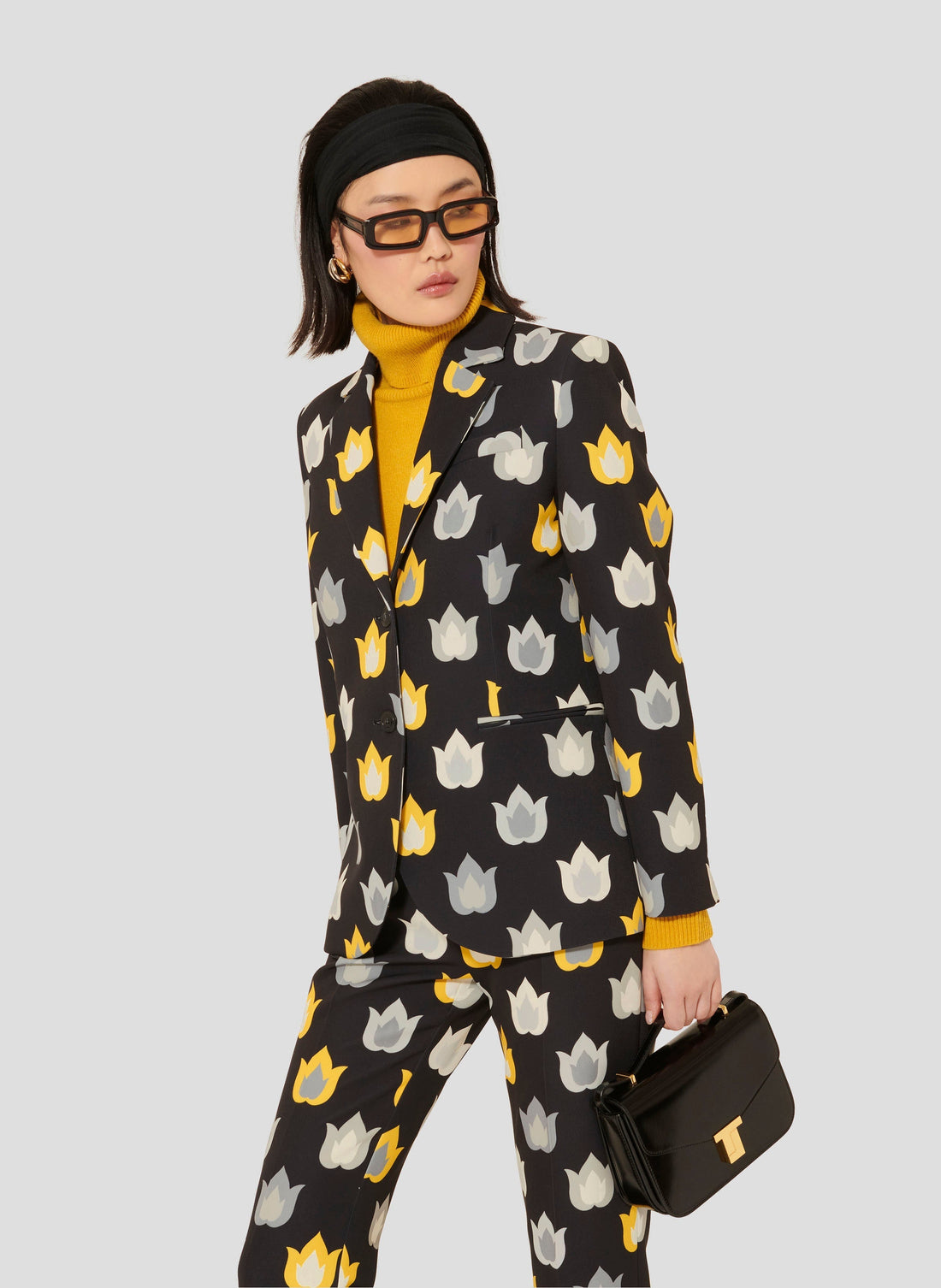 Women's Tailored Blazer with a Bold Flame Pattern.