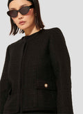 Black Blazer with Long Sleeves and Round Neckline.