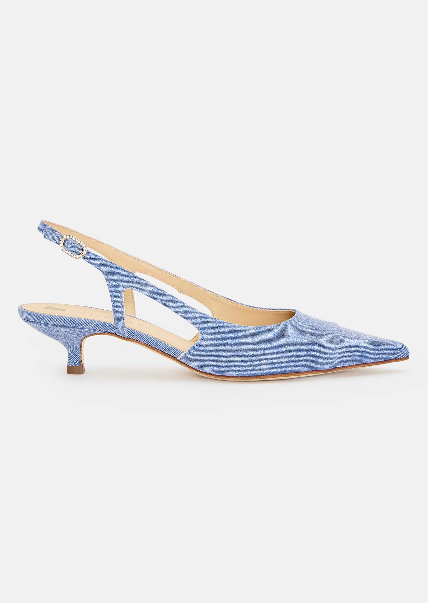 Kaia gold blue denim loafers