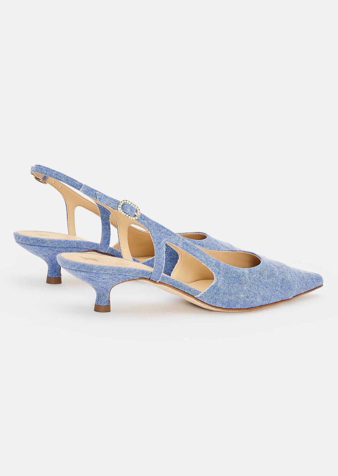 Kaia gold blue denim loafers