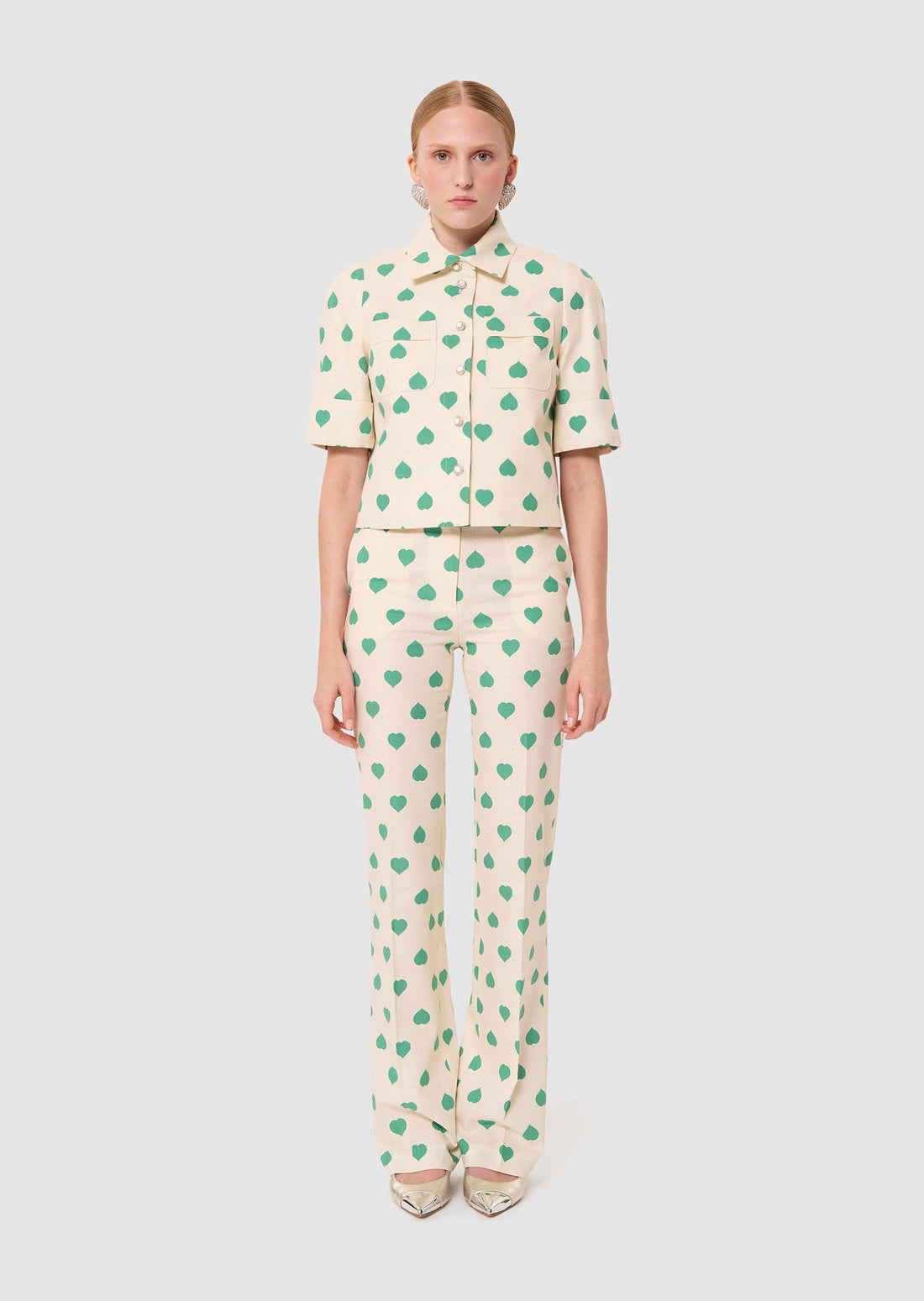 Christine ecru hearts print shirt