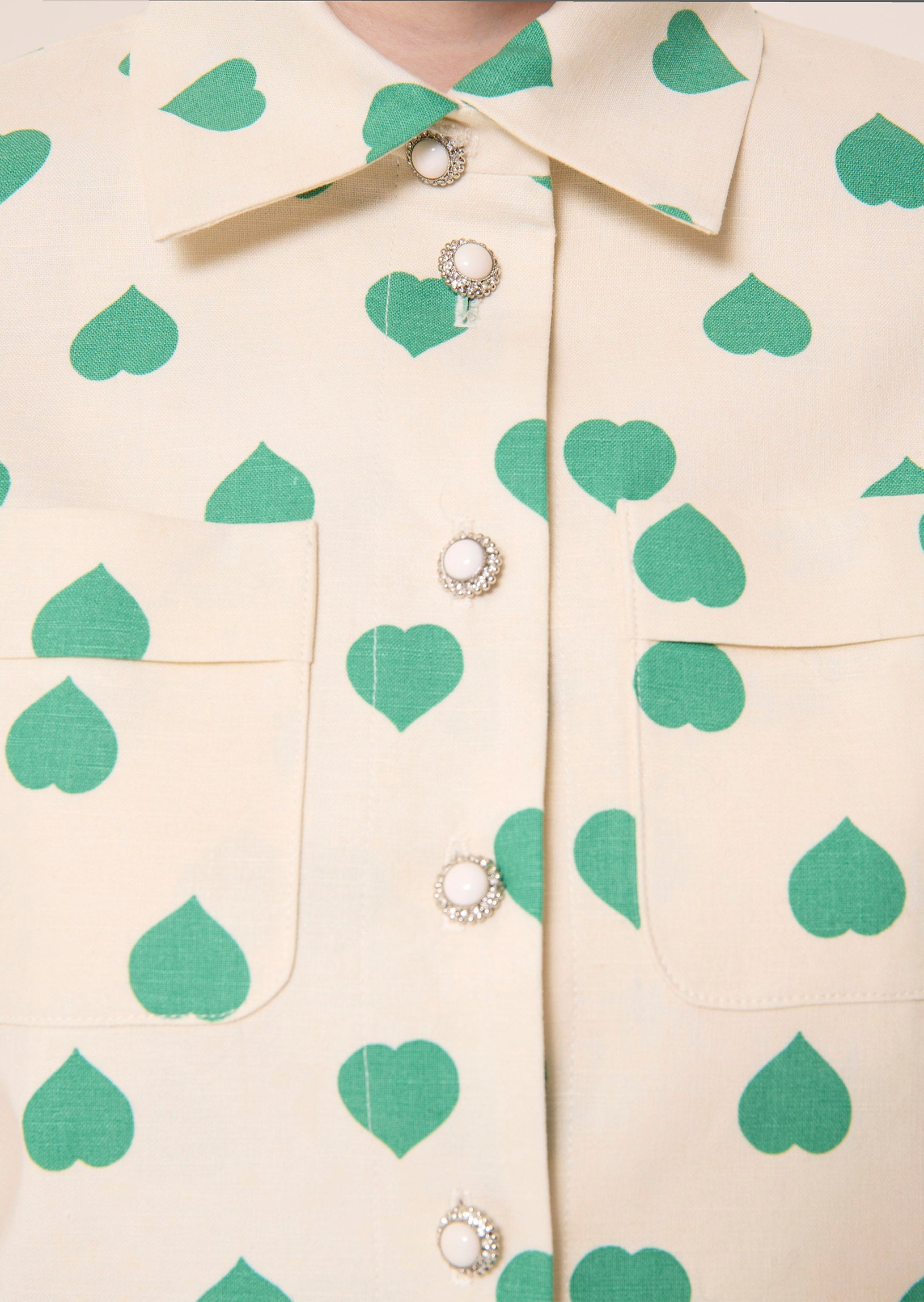 Christine ecru hearts print shirt