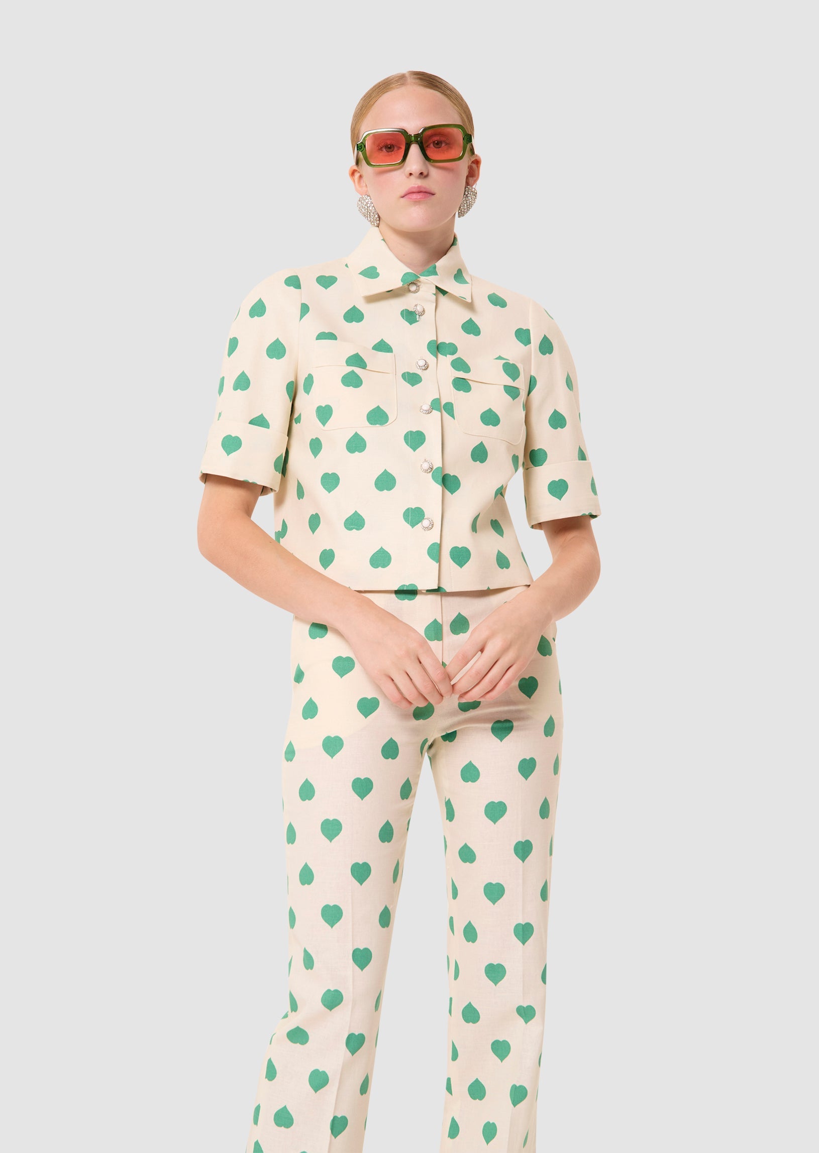 Christine ecru hearts print shirt