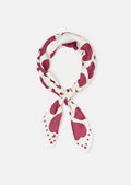 Estee ecru silk scarf with pink hearts