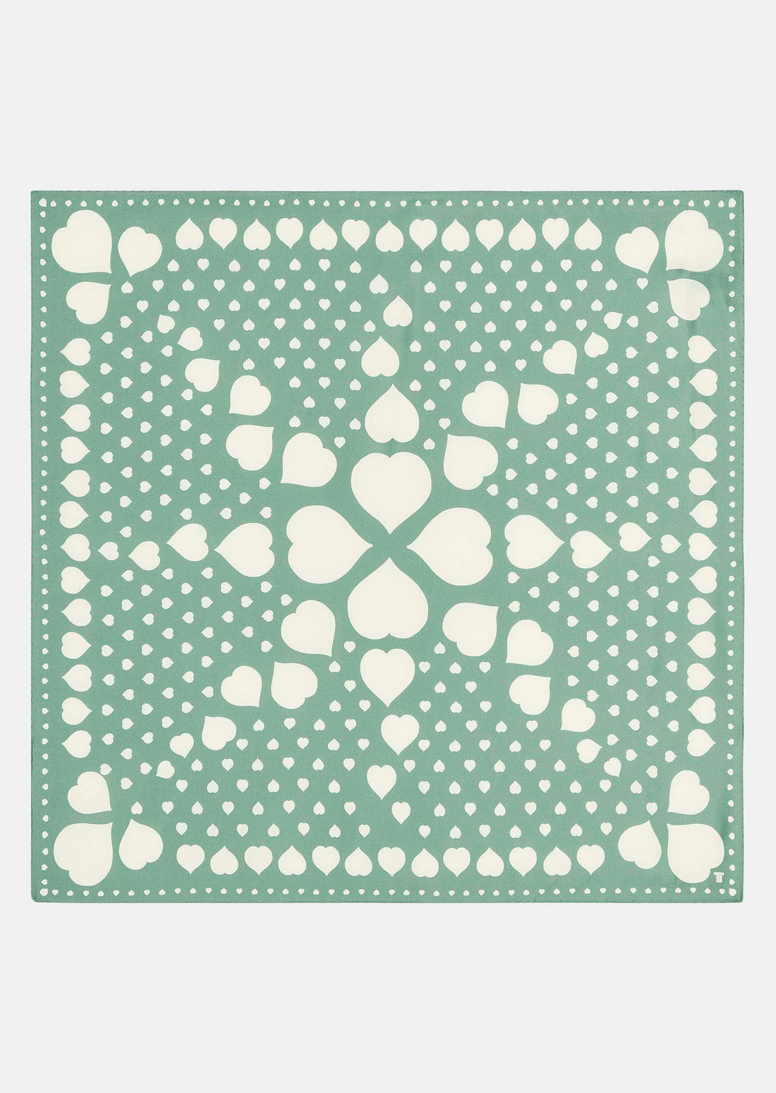 Estee green silk scarf with green hearts