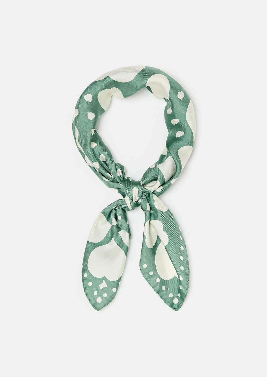 Estee green silk scarf with green hearts