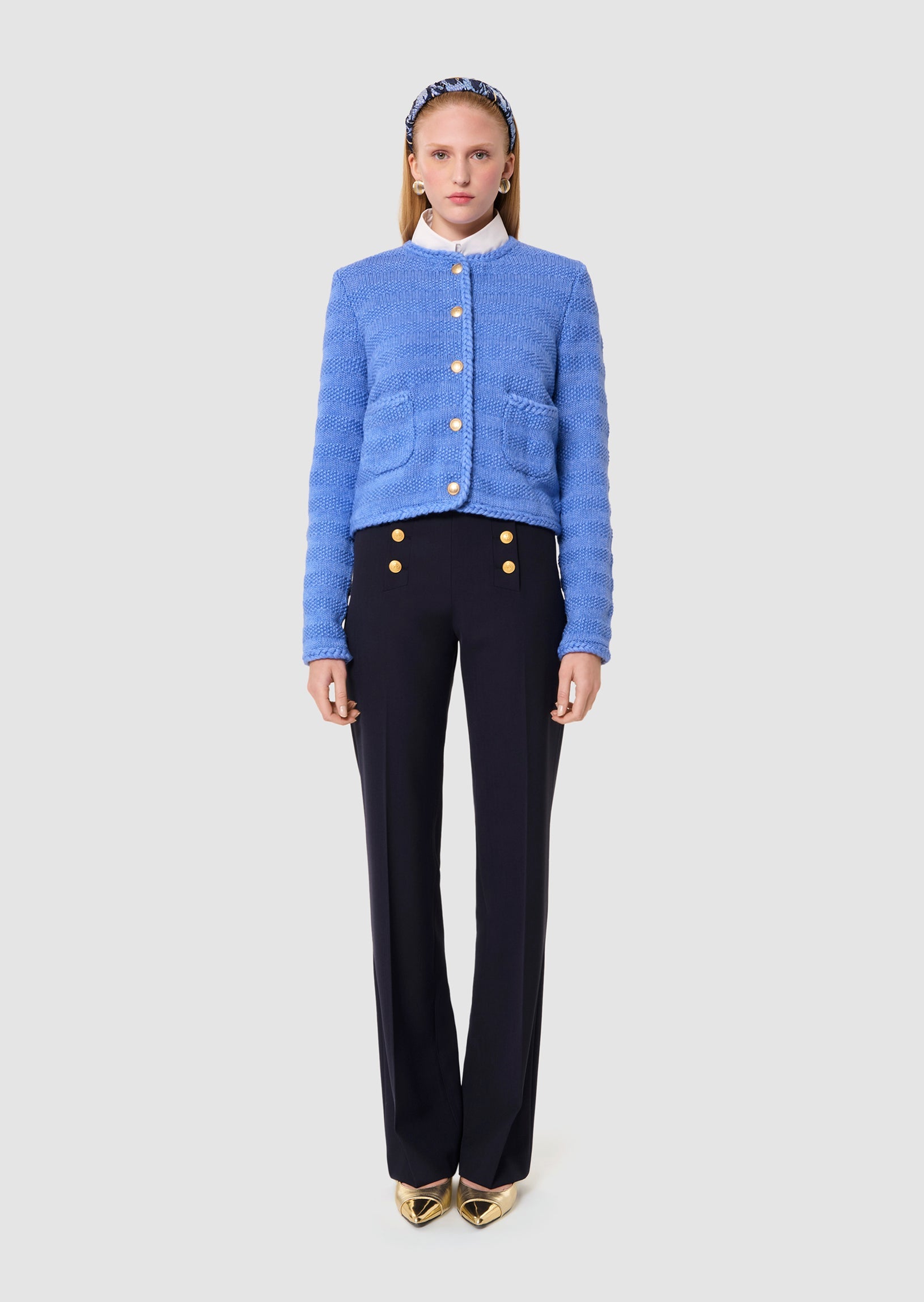 Giuda blue cotton cardigan