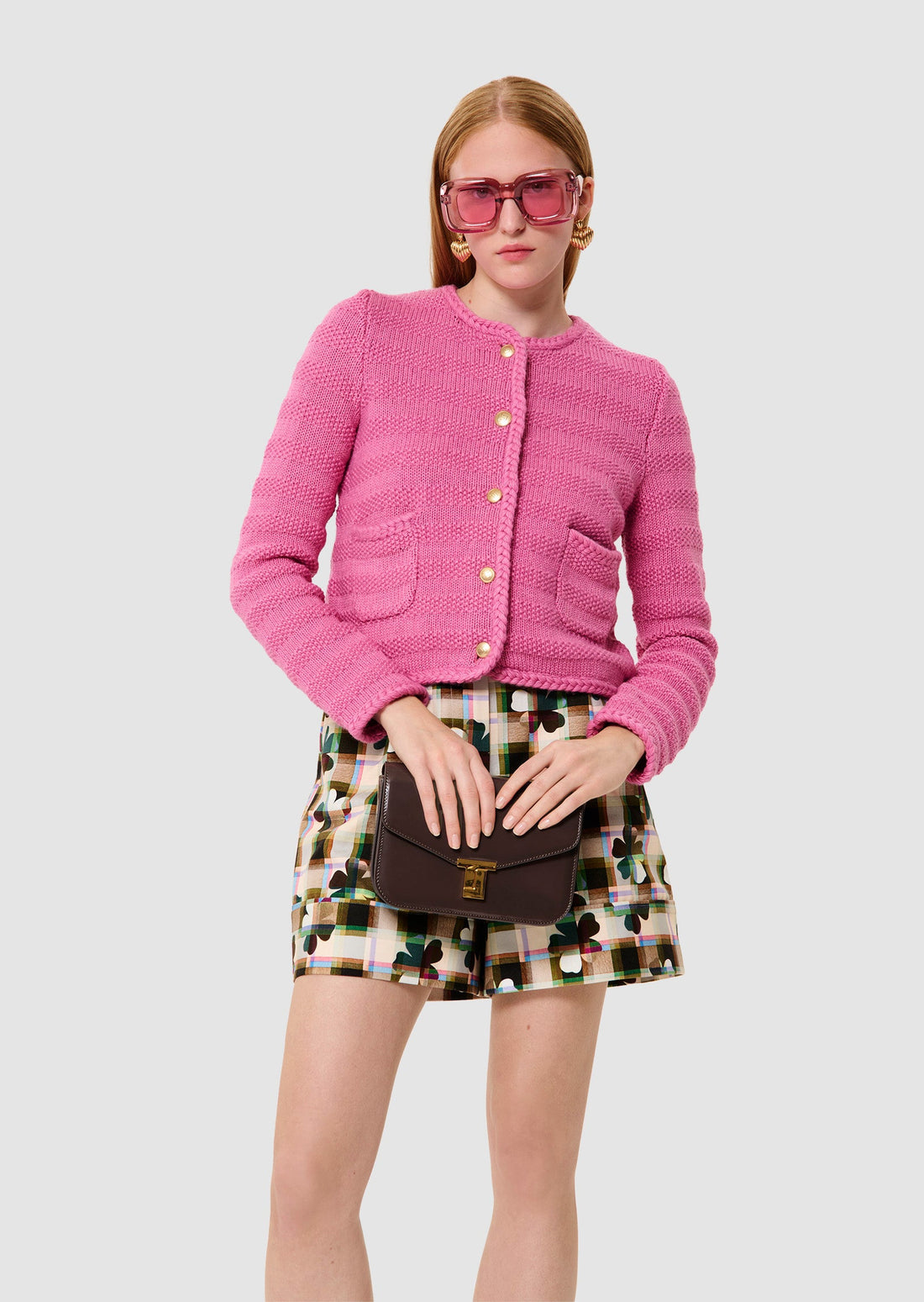 Giuda pink cotton and wool cardigan