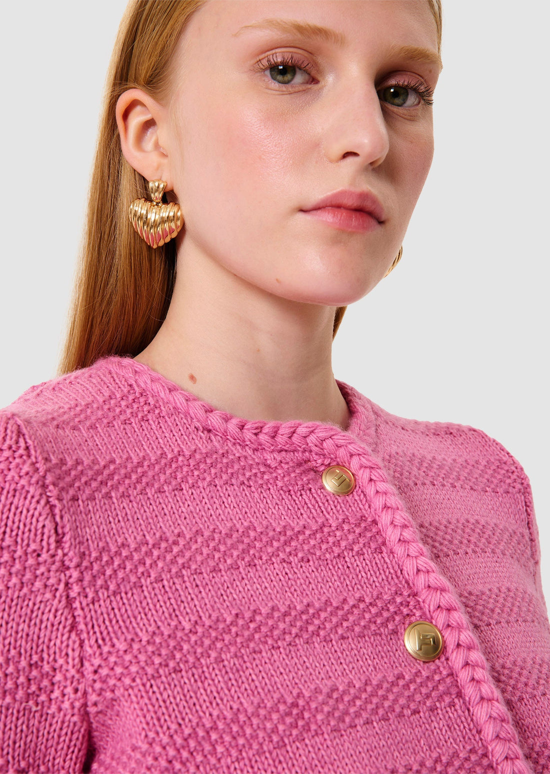 Giuda pink cotton and wool cardigan