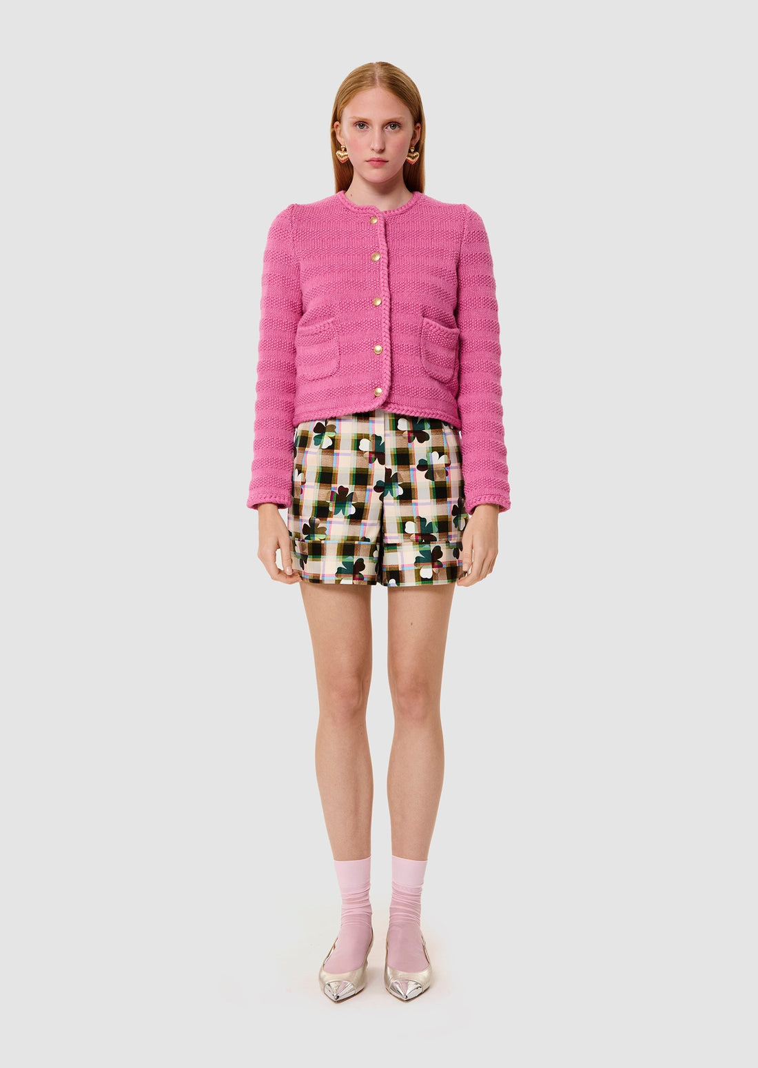 Giuda pink cotton and wool cardigan