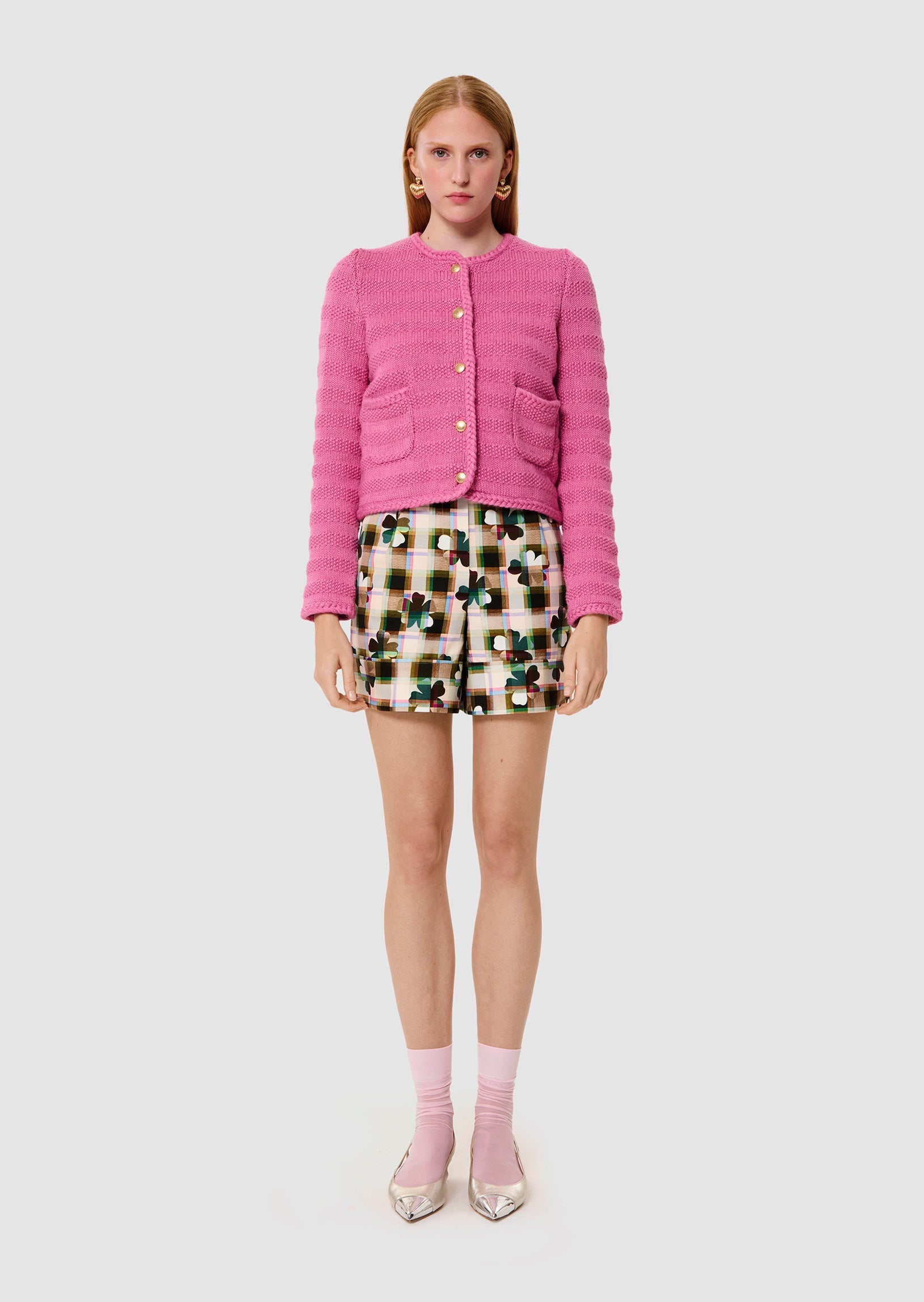 Giuda pink cotton and wool cardigan