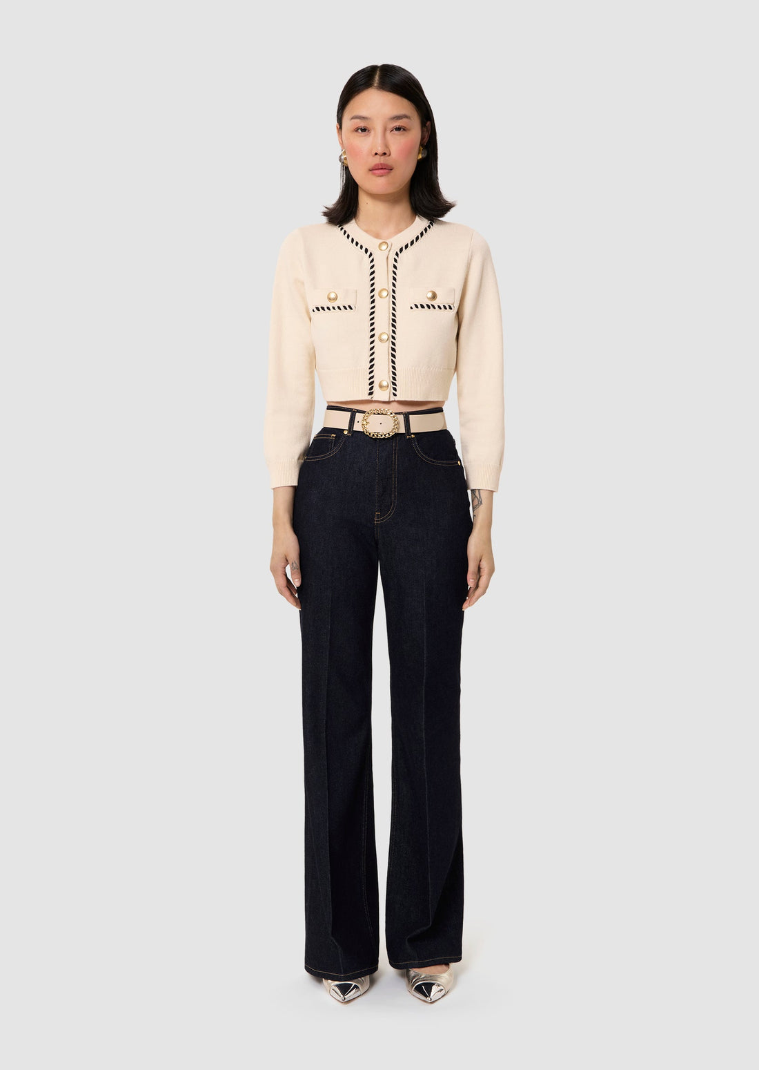 Gemini ecru wool and cotton cardigan