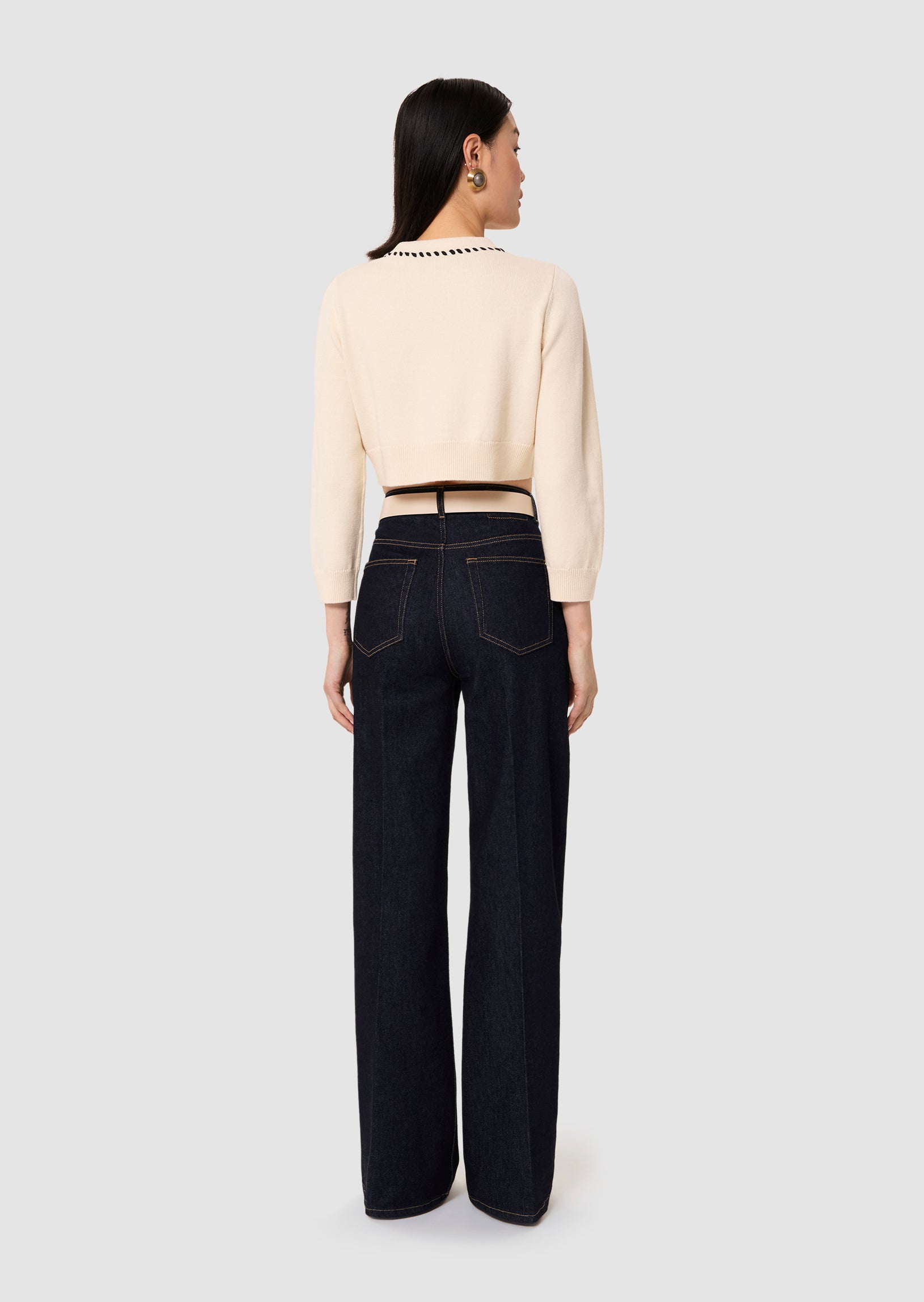 Gemini ecru wool and cotton cardigan