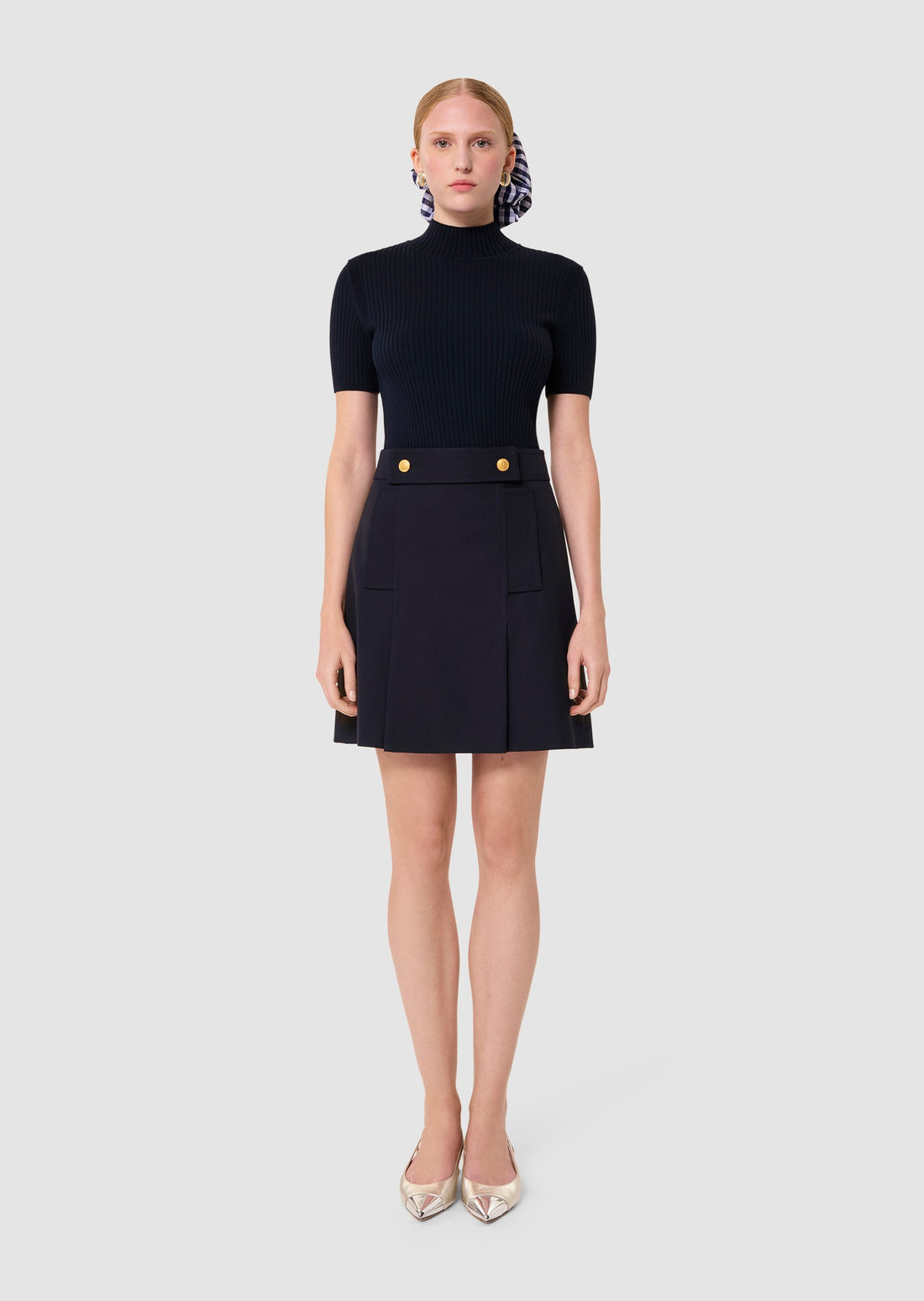 Jimmy midnight blue tailored wool skirt