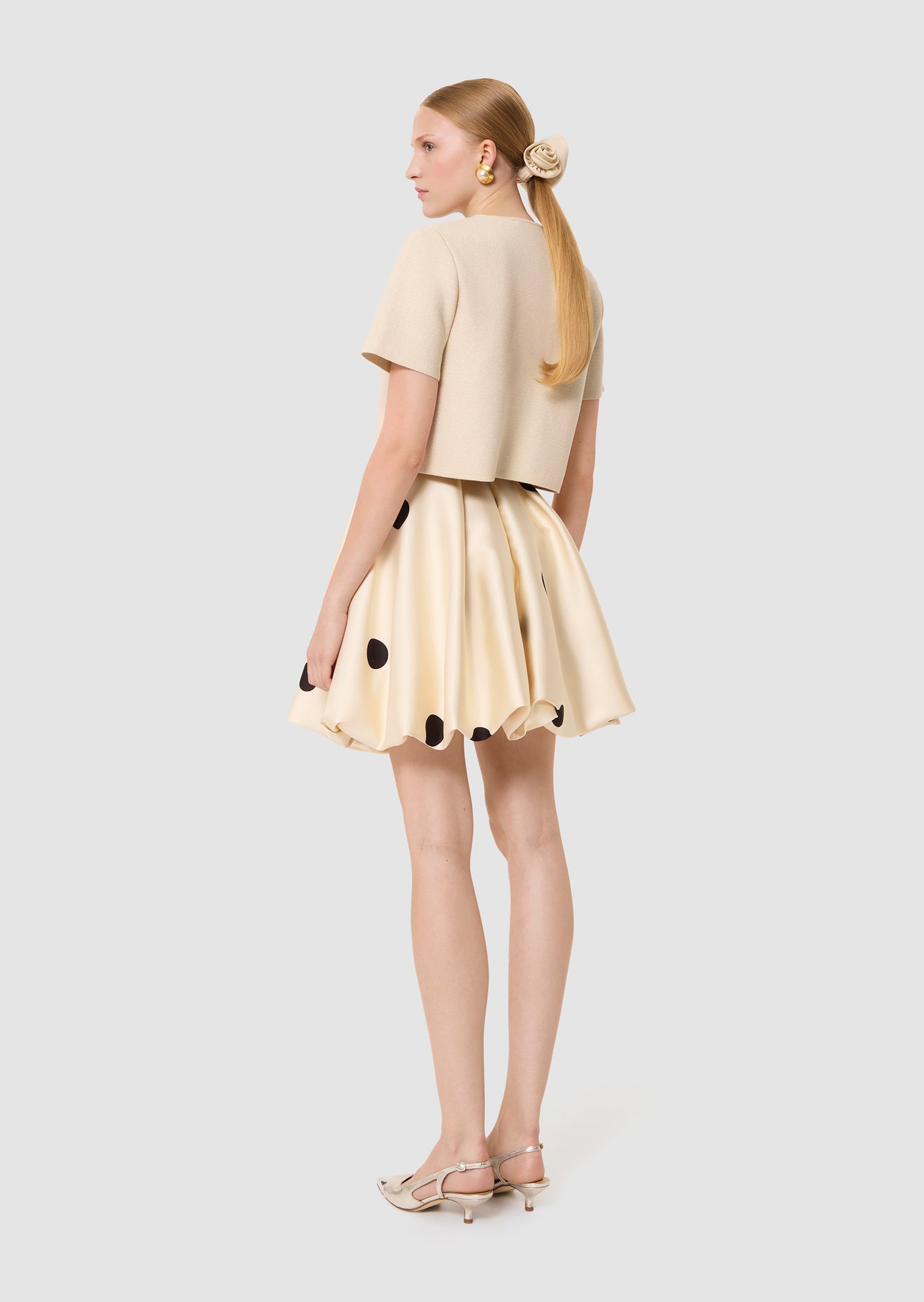 Joane ecru with large black ploka dots skirt