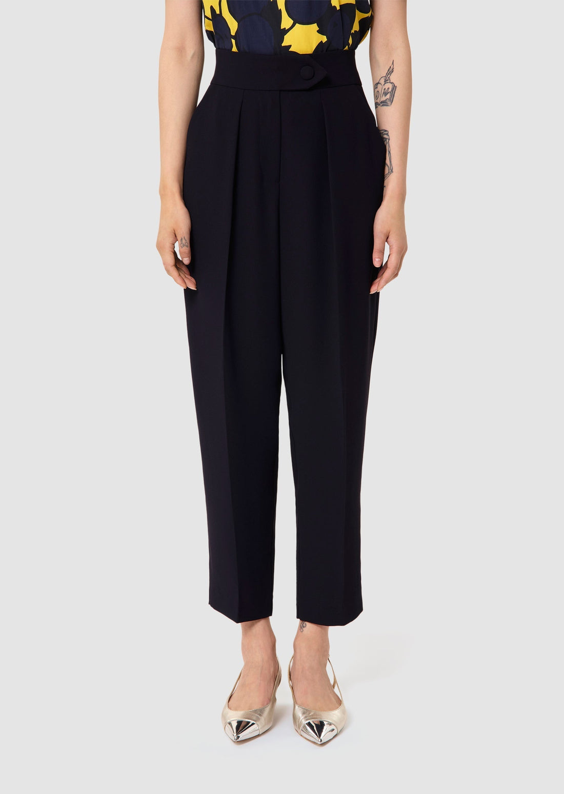 Paaso midnight blue crepe pants Tara Jarmon