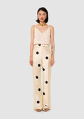 Pitt ecru with large black polka dots pants