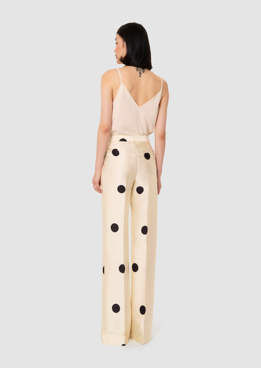 Pitt ecru with large black polka dots pants