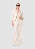 Pitt ecru satin-finish linen pants