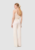 Pitt ecru satin-finish linen pants