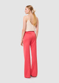 Pitt red satin-finish linen pants