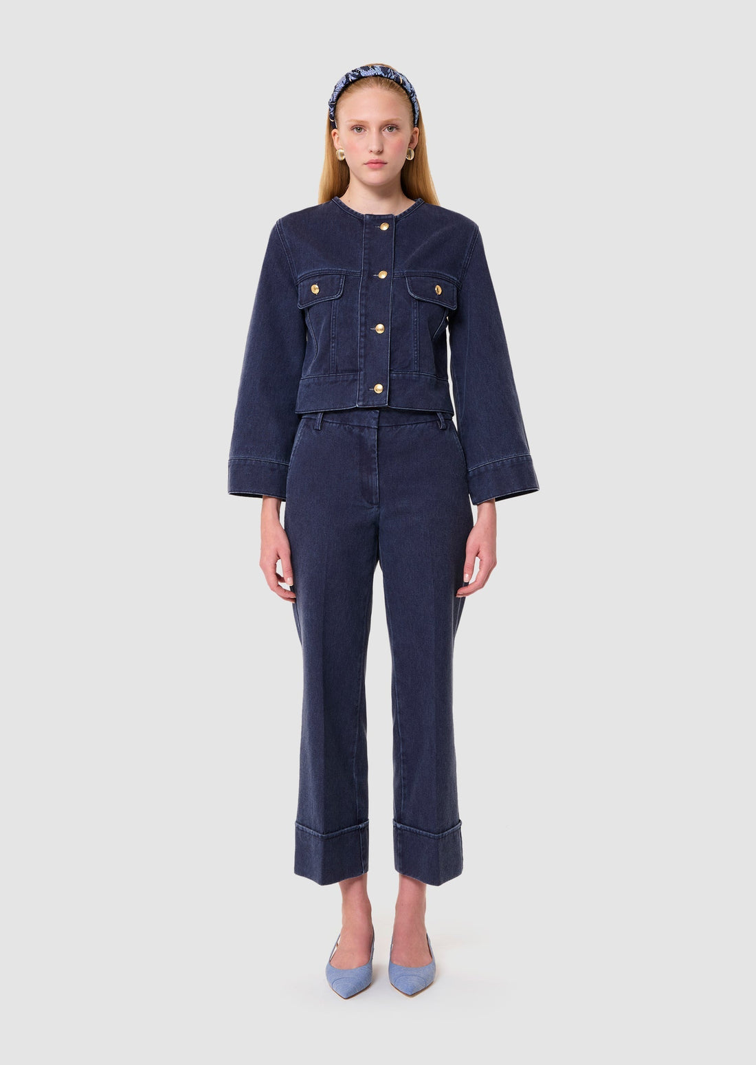 Pierre dark blue denim pants by Tara Jarmon Lebanon