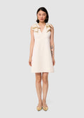 Remarquable ecru satin linen dress