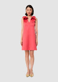 Remarquable red satin linen dress
