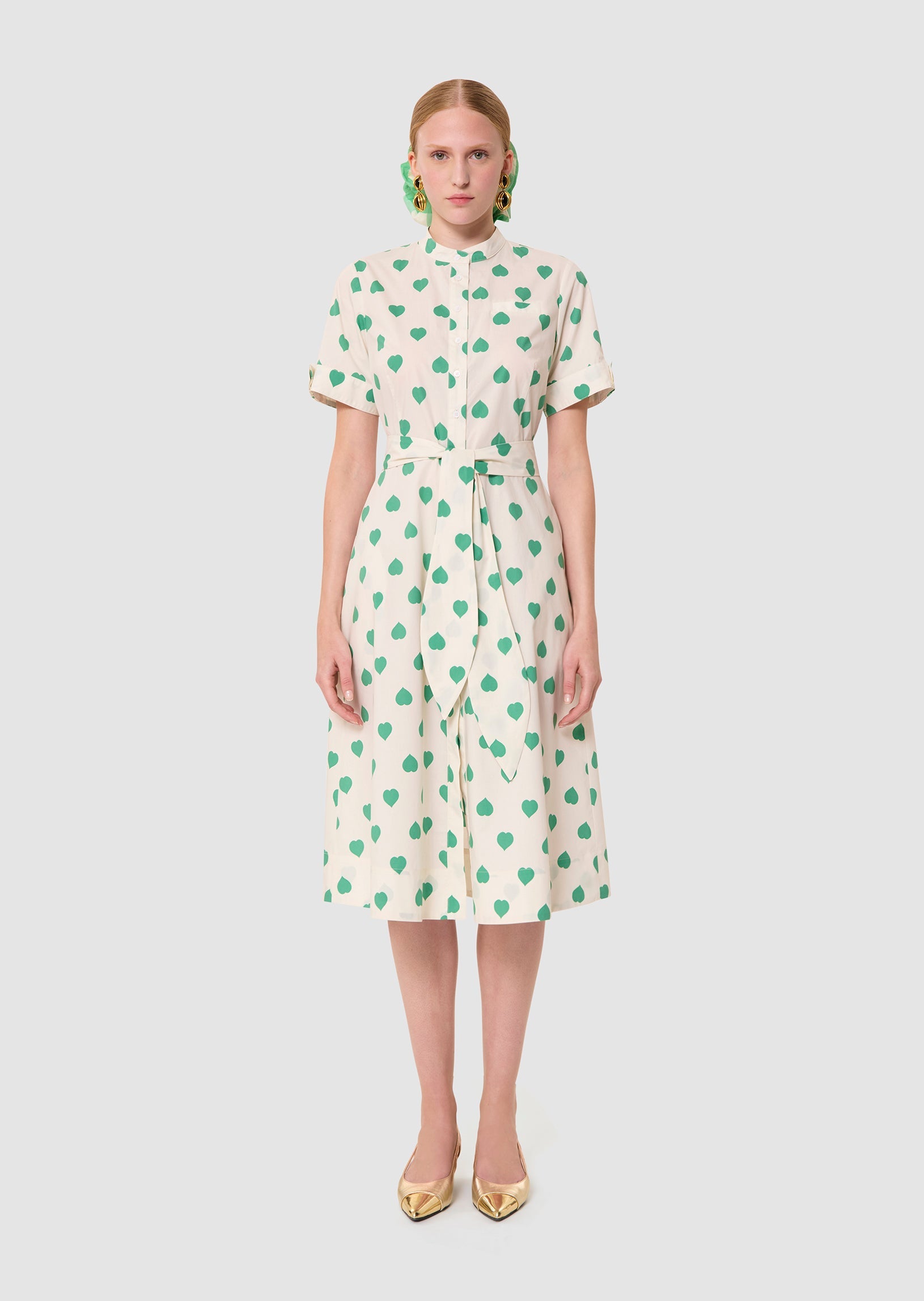 Ricochet green hearts print dress