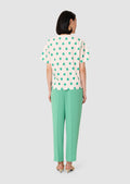 Taralovely ecru t-shirt with green hearts