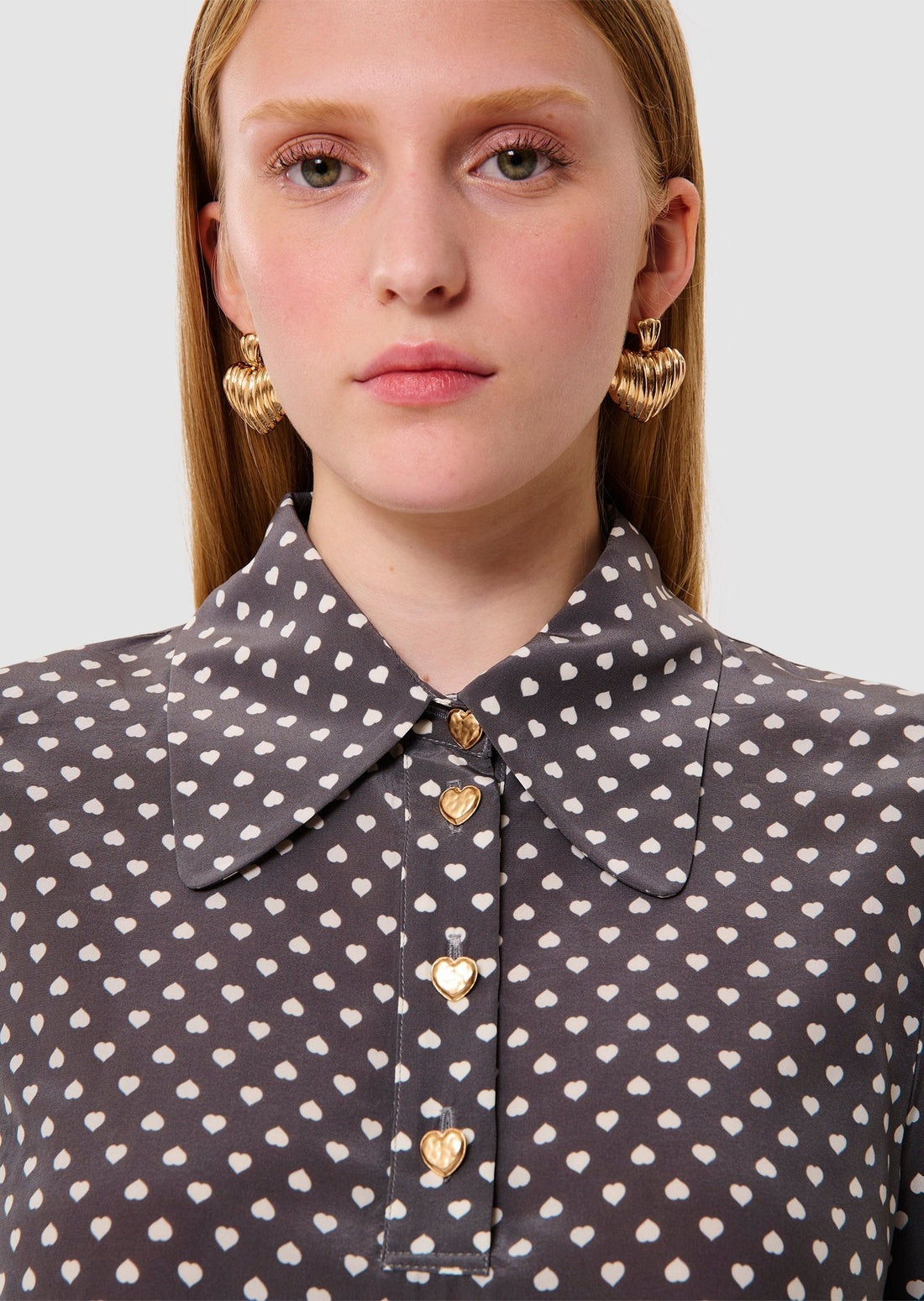 Tonino grey mini hearts print top - Tara Jarmon Lebanon