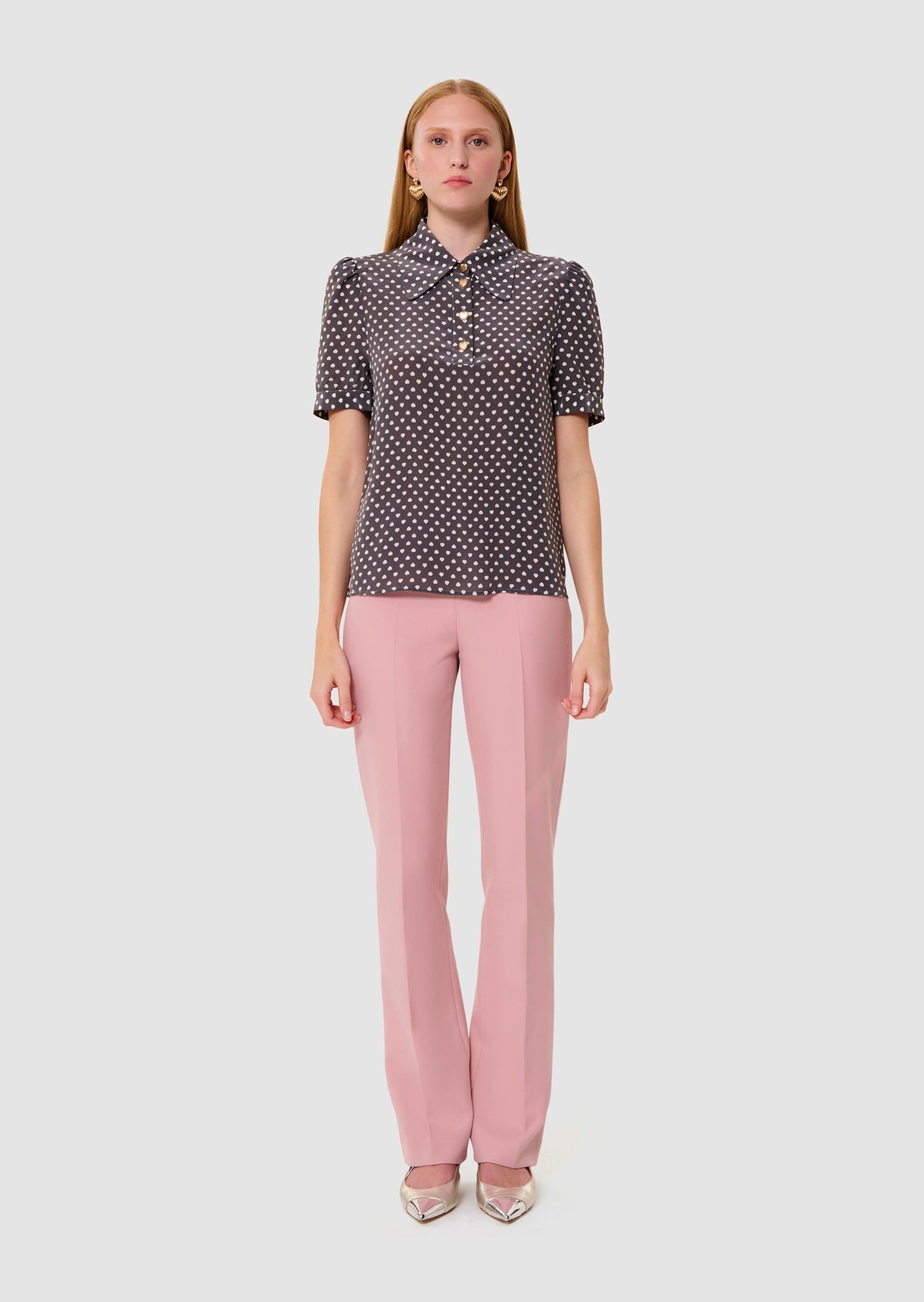Tonino grey mini hearts print top - Tara Jarmon Lebanon