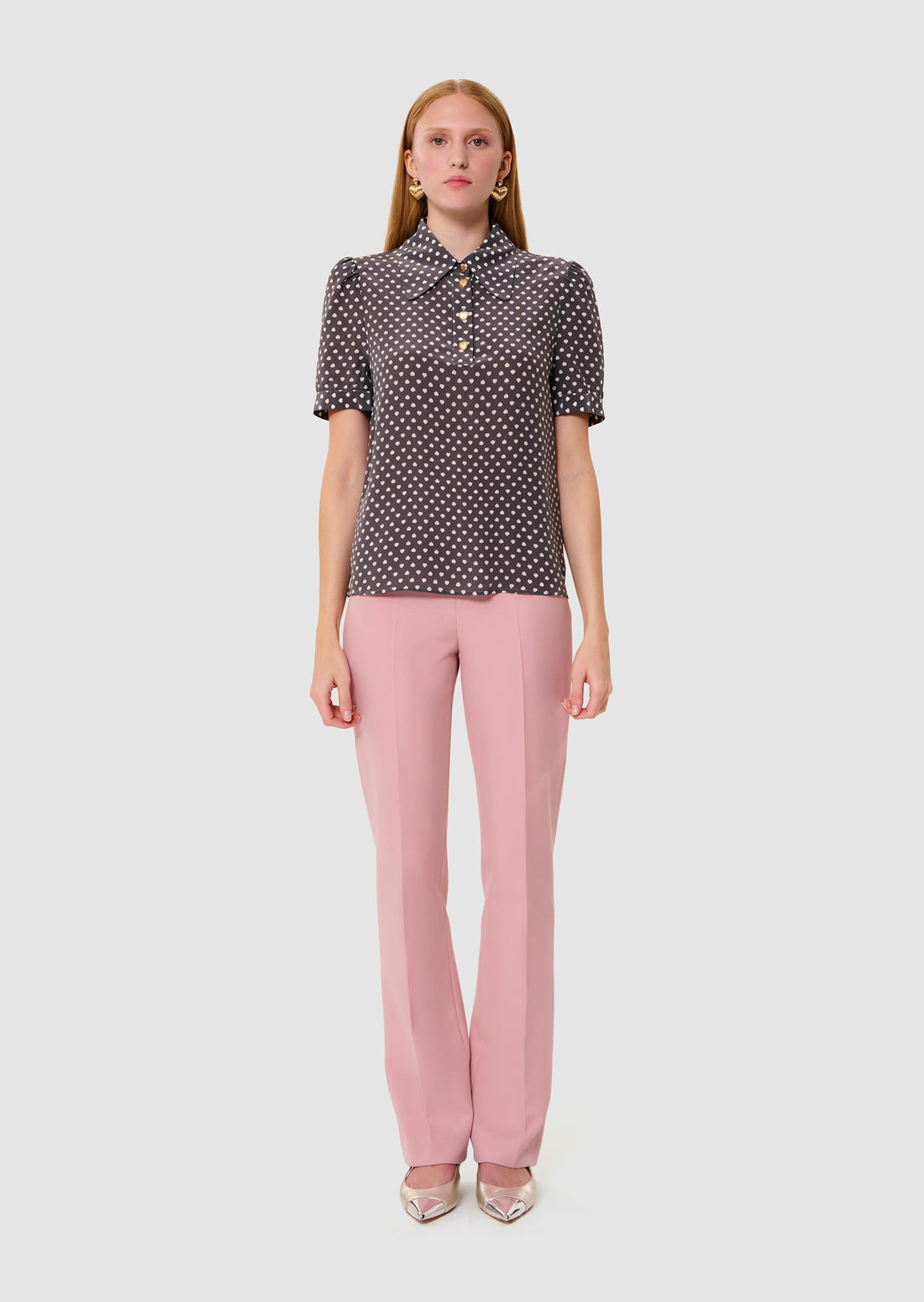 Tonino grey mini hearts print top - Tara Jarmon Lebanon