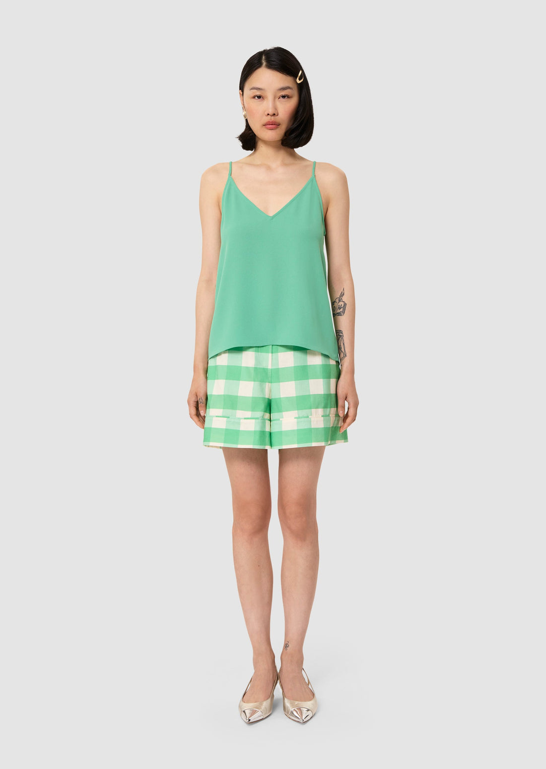 Tamara green crepe top