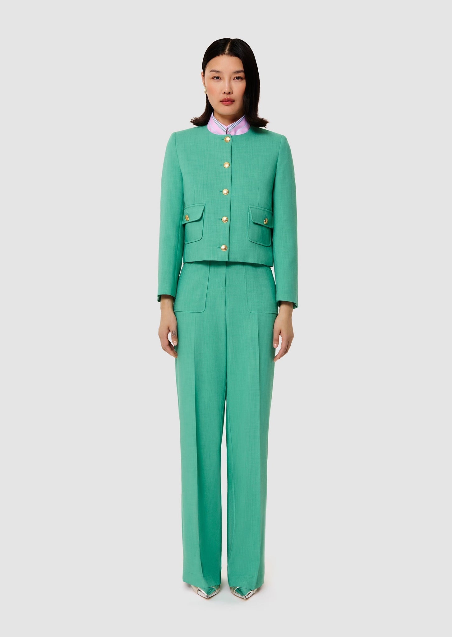 Vinny green flammed fabric jacket - Tara Jarmon Lebanon