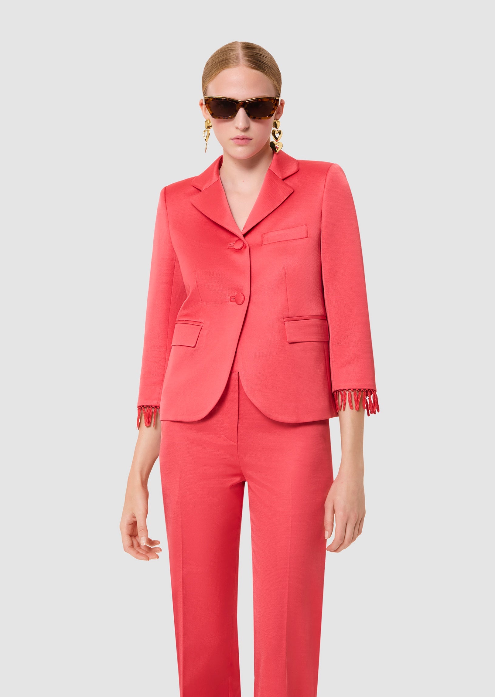 Valensole red satin linen jacket