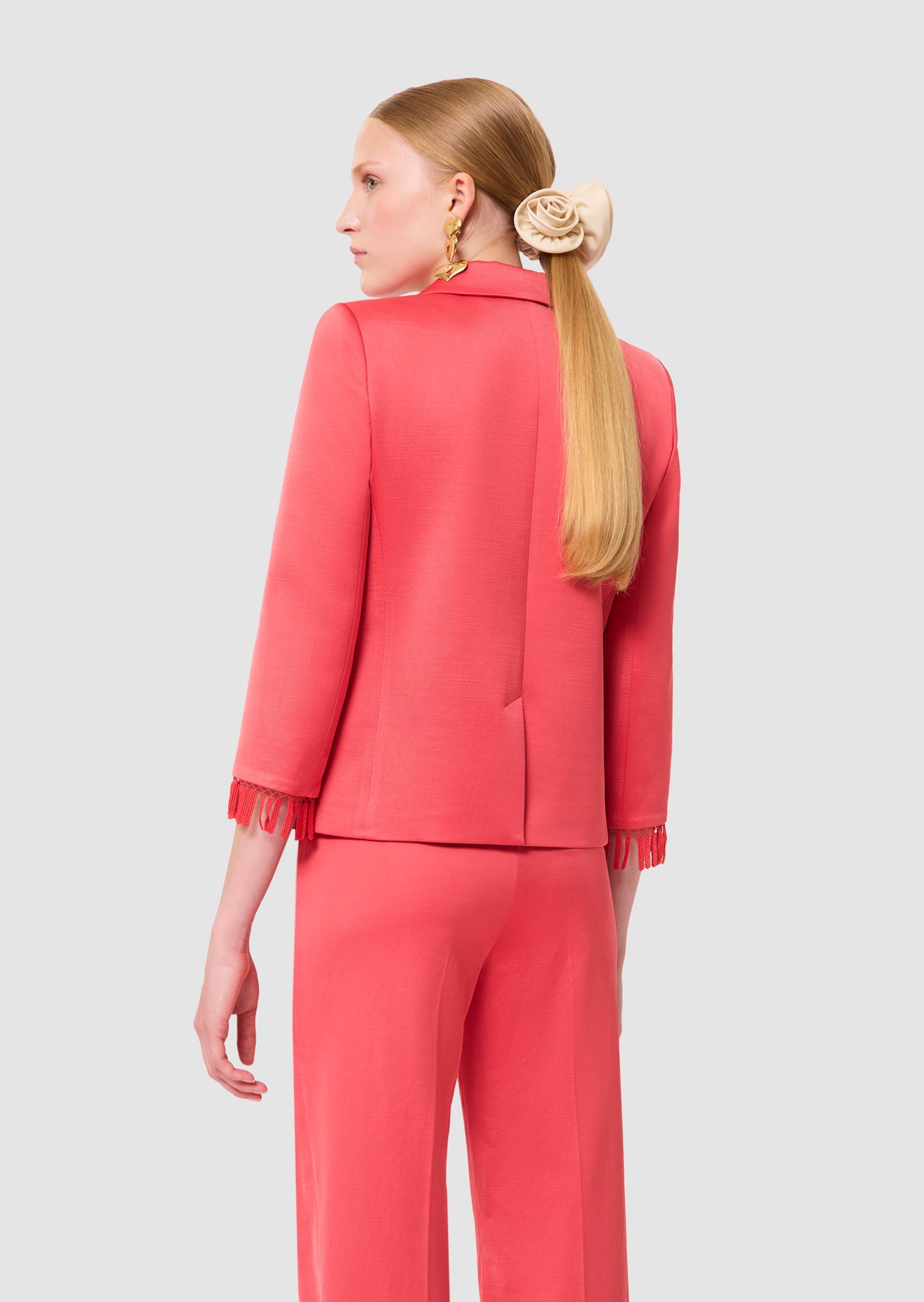 Valensole red satin linen jacket