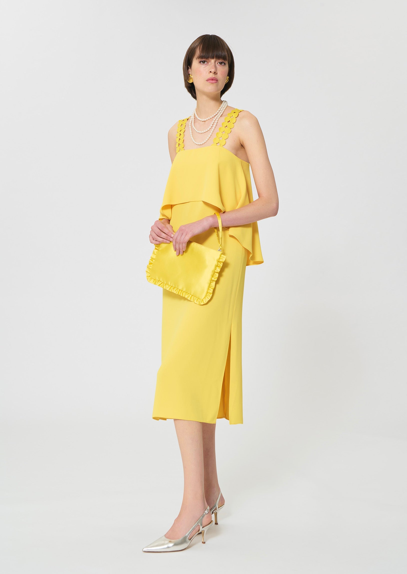 Sabrina clutch yellow duchess satin Tara Jarmon